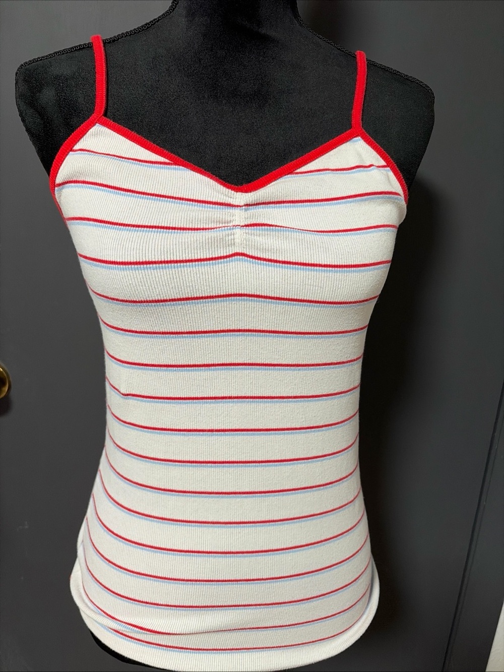 No Boundaries White blue and red Ribbed Cinch-Front Cami Tank Top